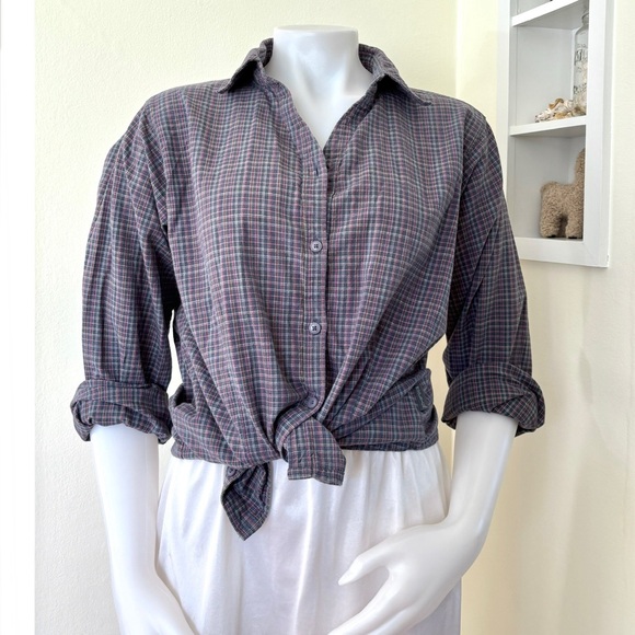 Woolrich purple grey gray pink plaid flannel button front long sleeve shirt - Picture 15 of 16